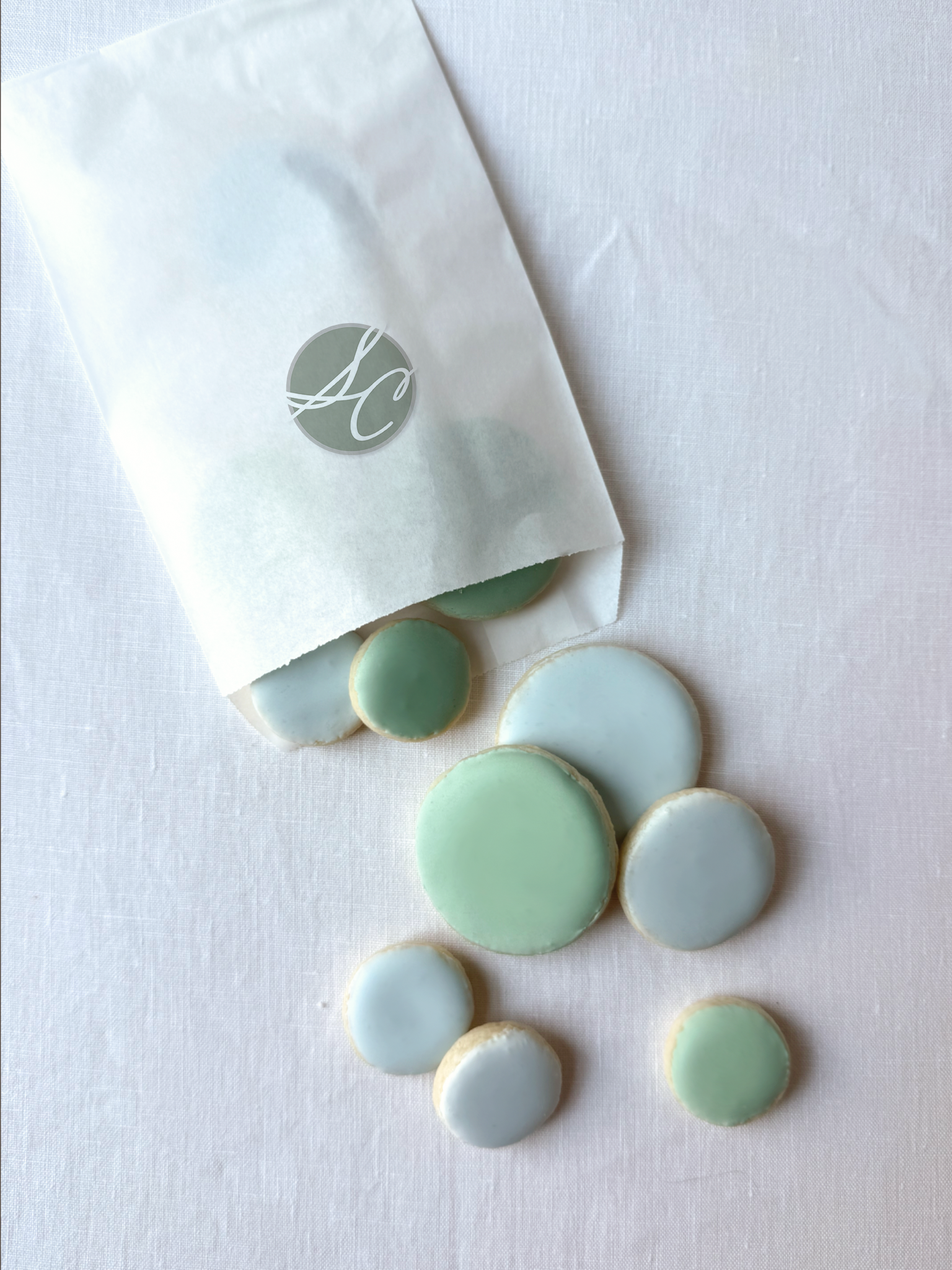 small hand iced pastel cookies for event favors