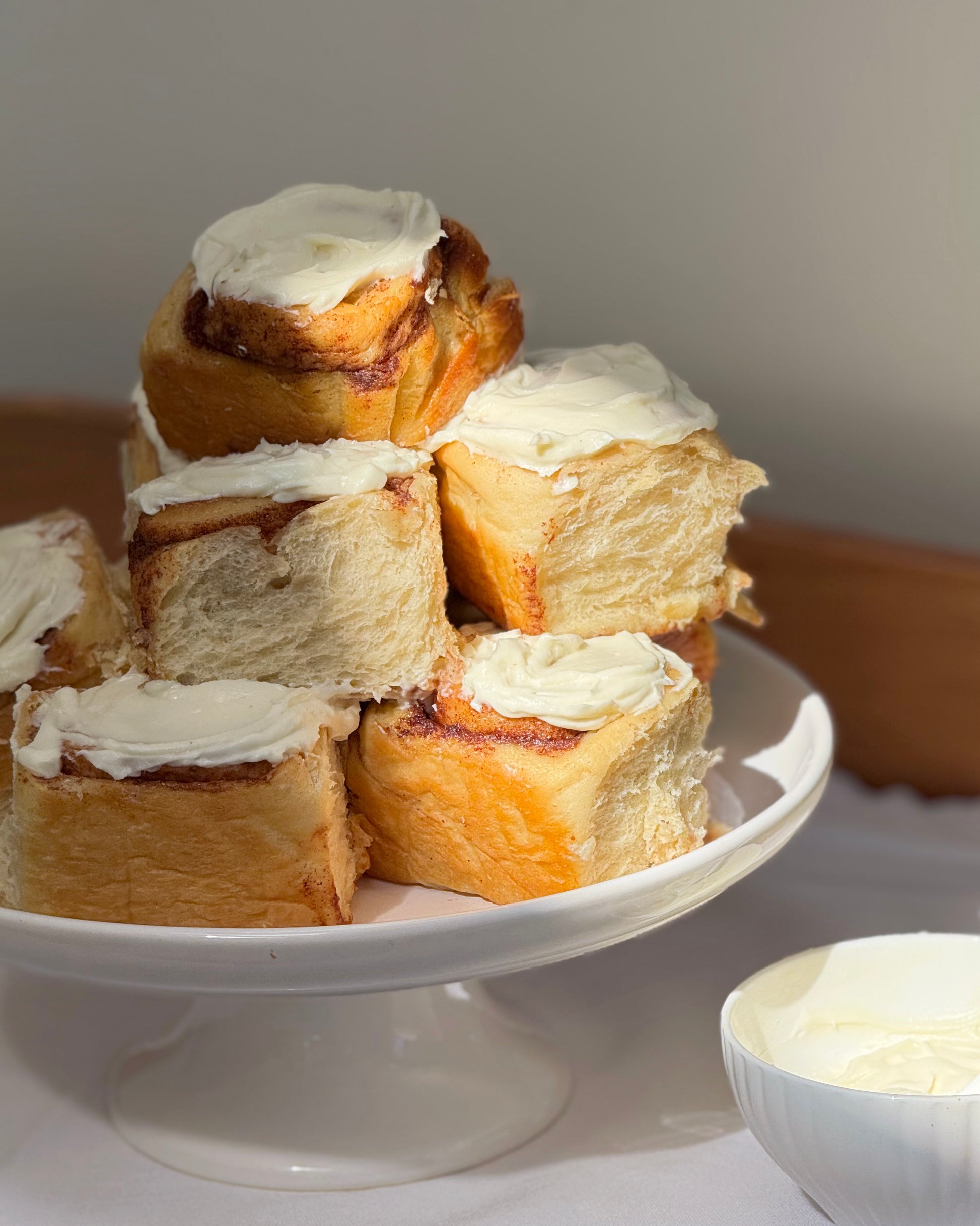 Sunday Crust large feathery soft cinnamon rolls box of four with vanilla glaze
